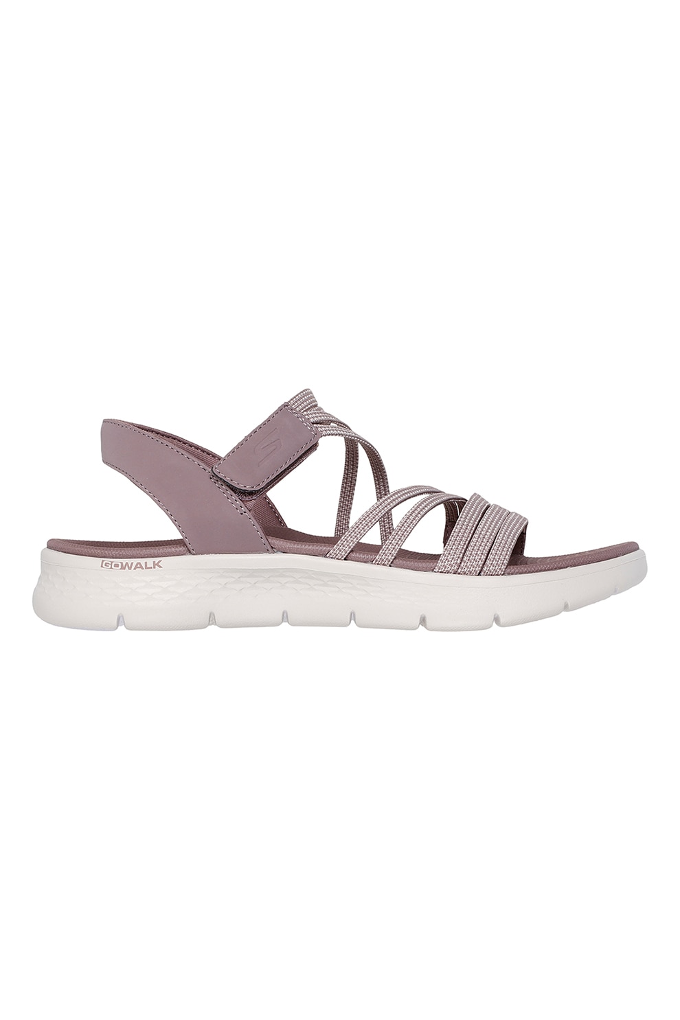 Skechers, Sandale de piele ecologica cu velcro, Roz inchis, 36