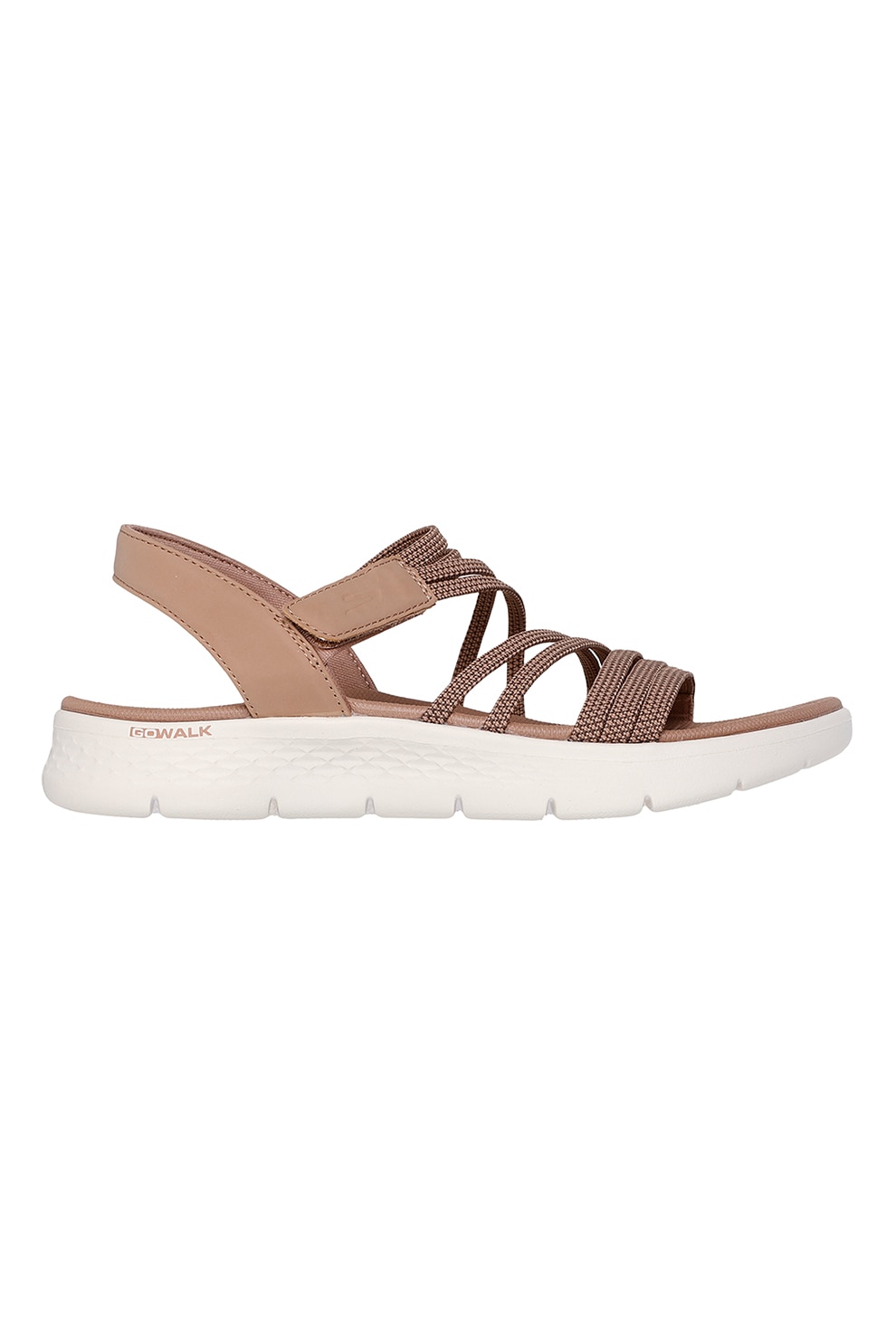 Skechers, Sandale de piele ecologica cu velcro, Camel, 37