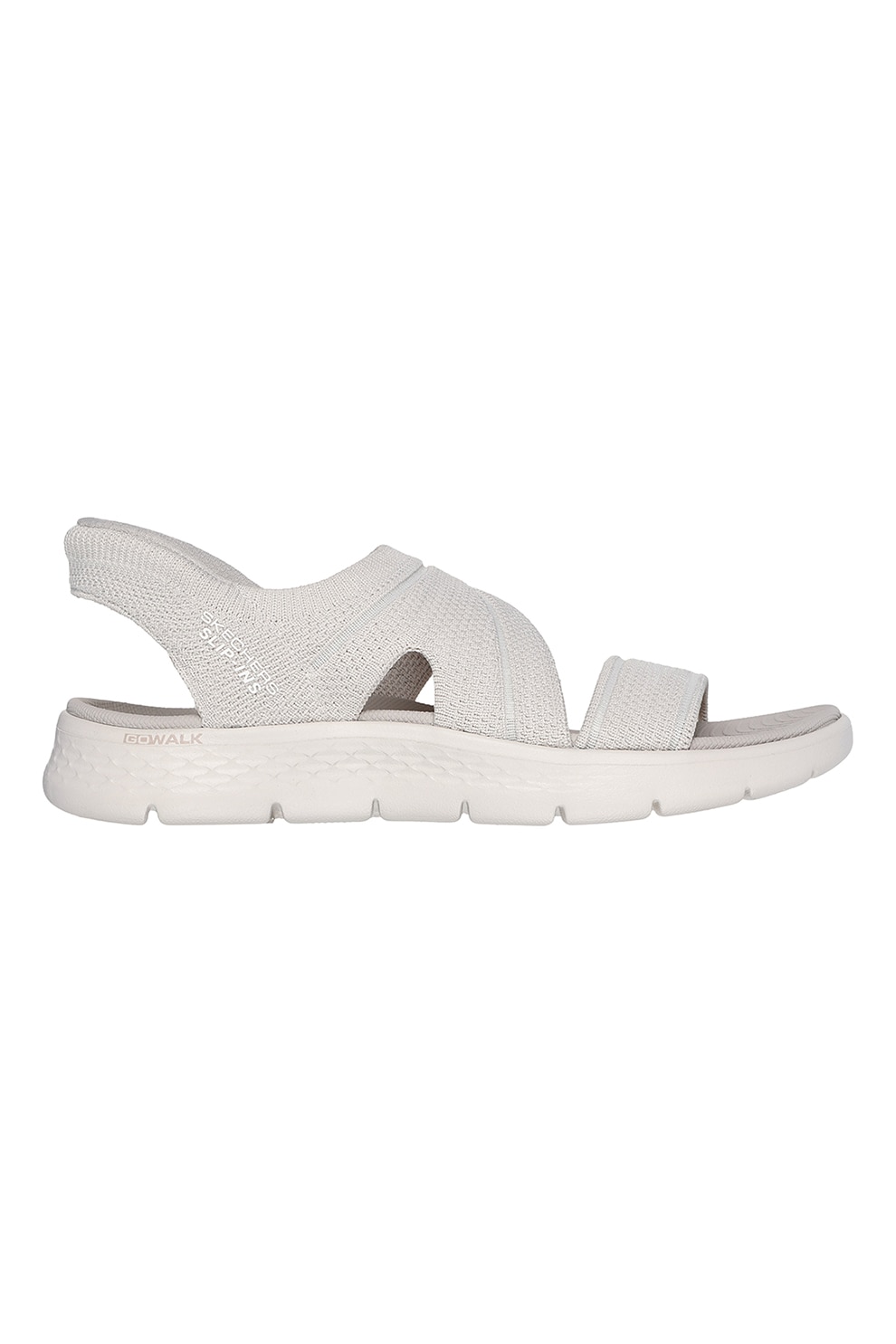 Skechers, Sandale slip-on cu talpa plata, Alb murdar, 39