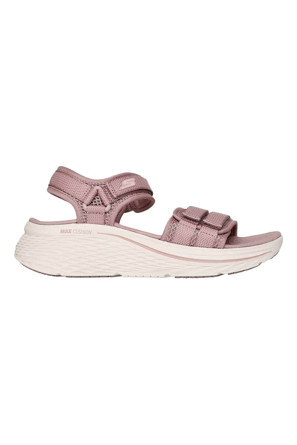 Skechers, Sandale cu talpa plata si velcro, Roz inchis, 39