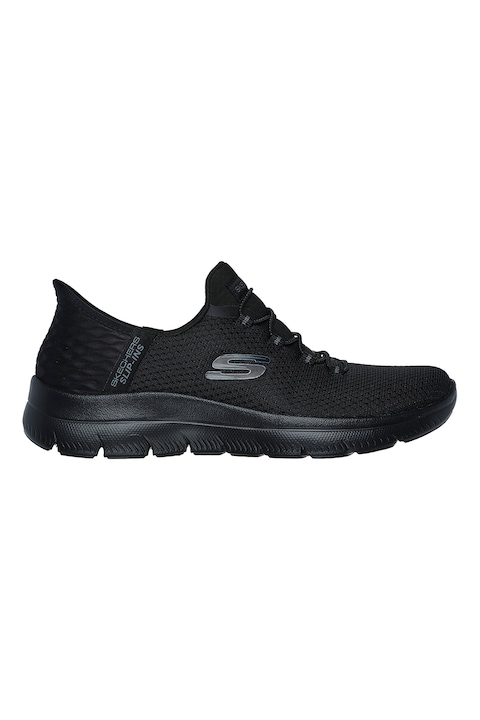 Skechers, Pantofi sport Slip-Ins de plasa cu detalii logo Diamond Drea, Negru, 37