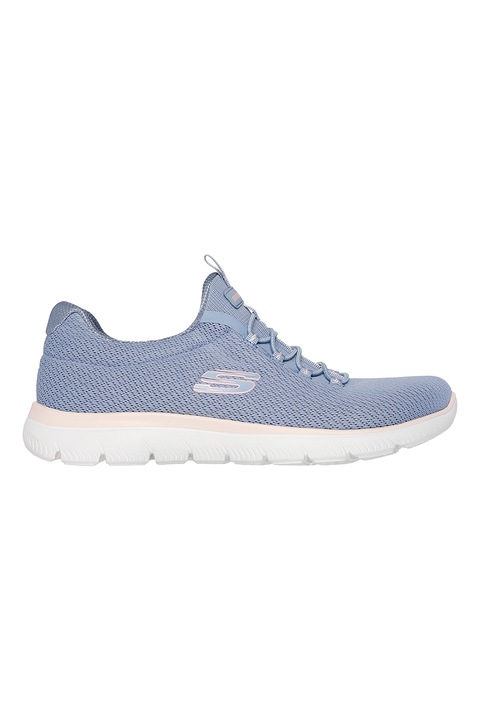 Skechers, Pantofi sport slip-on din material textil, Albastru deschis