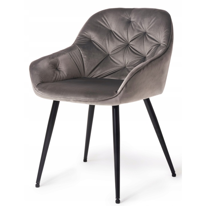 Стол LUX DOM FURNITURE, Кадифе, Бежов/Сив, 81x57x47 см