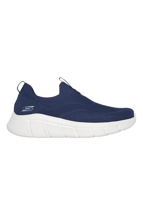 Skechers, Pantofi sport slip-on din tricot Bobs, Bleumarin