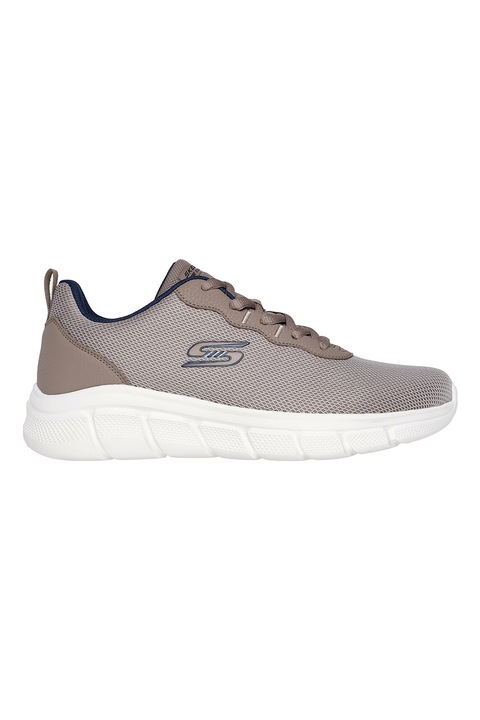 Skechers, Pantofi sport Bobs Flex cu insertii de plasa, Maro taupe