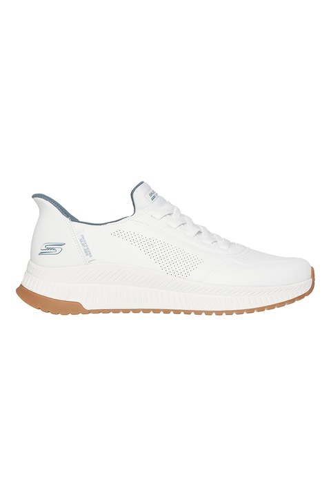 Skechers, Спортни обувки Sport Squad 4 Slip-Ins от еко кожа, Бял