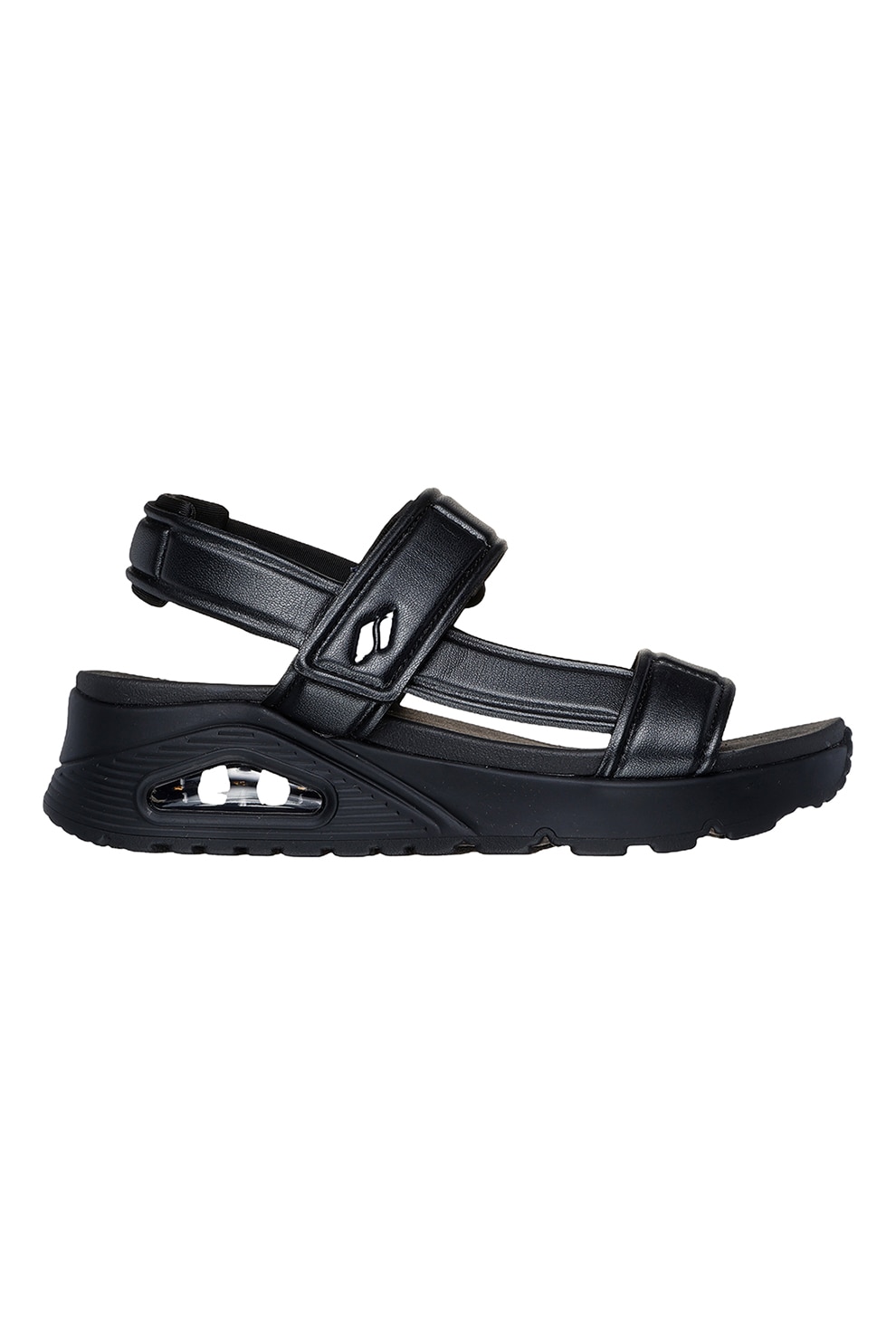 Skechers, Sandale de piele ecologica Uno Basically Pretty, Negru, 35