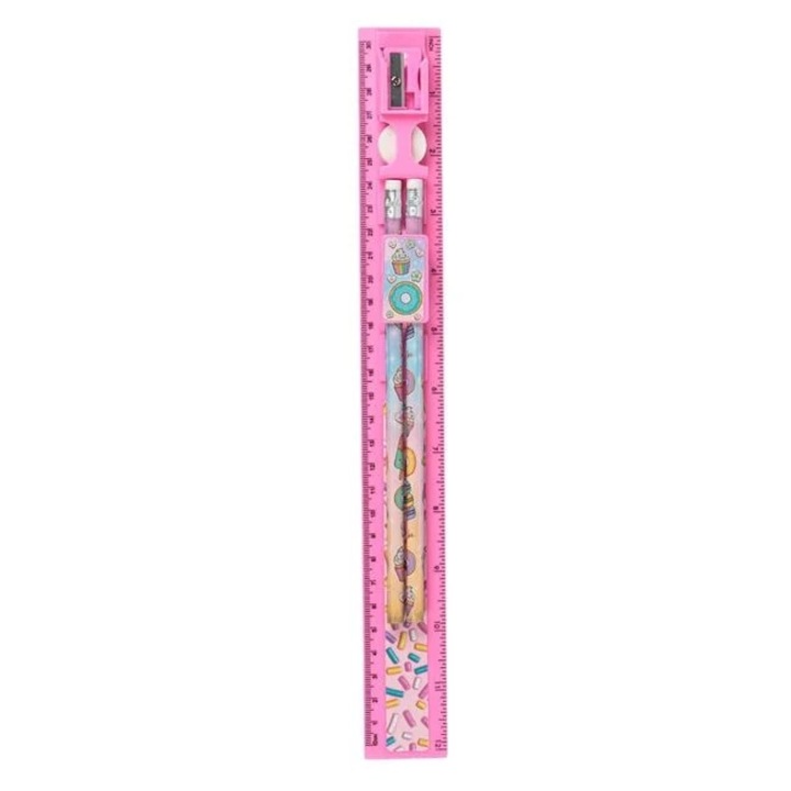 Nyland® iskolai szett Pink Cupcake fánkvonalzóval - 5 darab