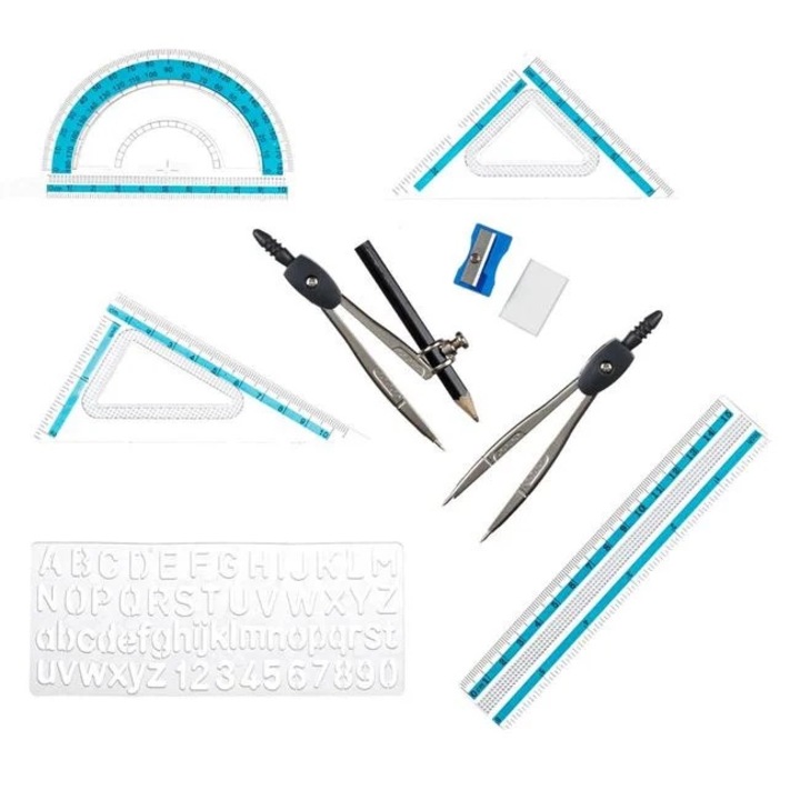 Nyland® geometriai készlet fém borítással - 10 darab