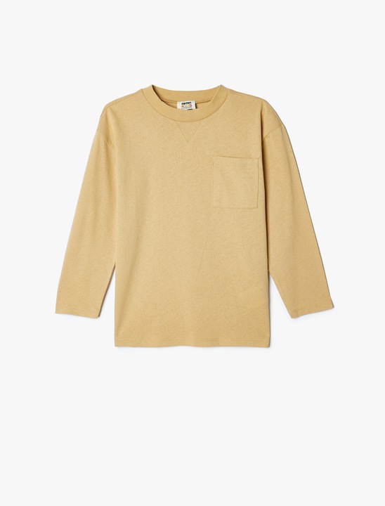 KOTON, Bluza lejera din bumbac cu buzunar aplicat, Bej