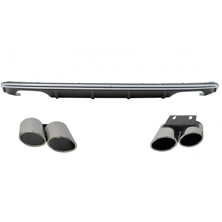 Difuzor Bara Spate compatibil cu Audi A3 8V Hatchback Sportback 2012-2015 S3 Design cu Ornamente Evacuare