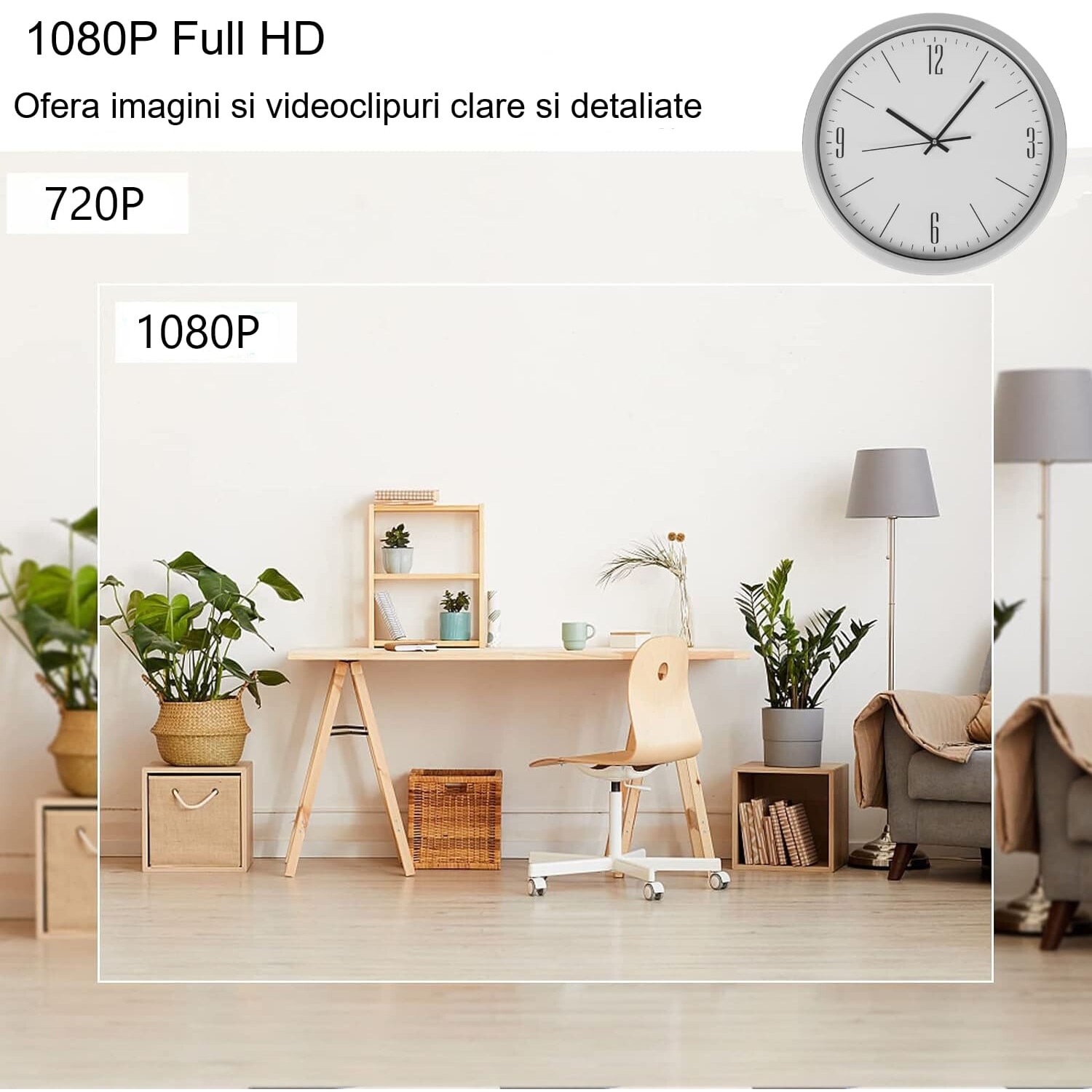 Camera Spion WIFI, MCPAG03 Ascunsa in Ceas de Perete, 5MP, Full HD ...