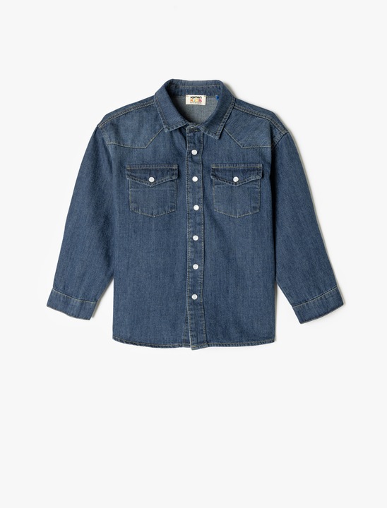 KOTON, Jacheta din bumbac cu nasturi, Albastru indigo, 146-152 CM