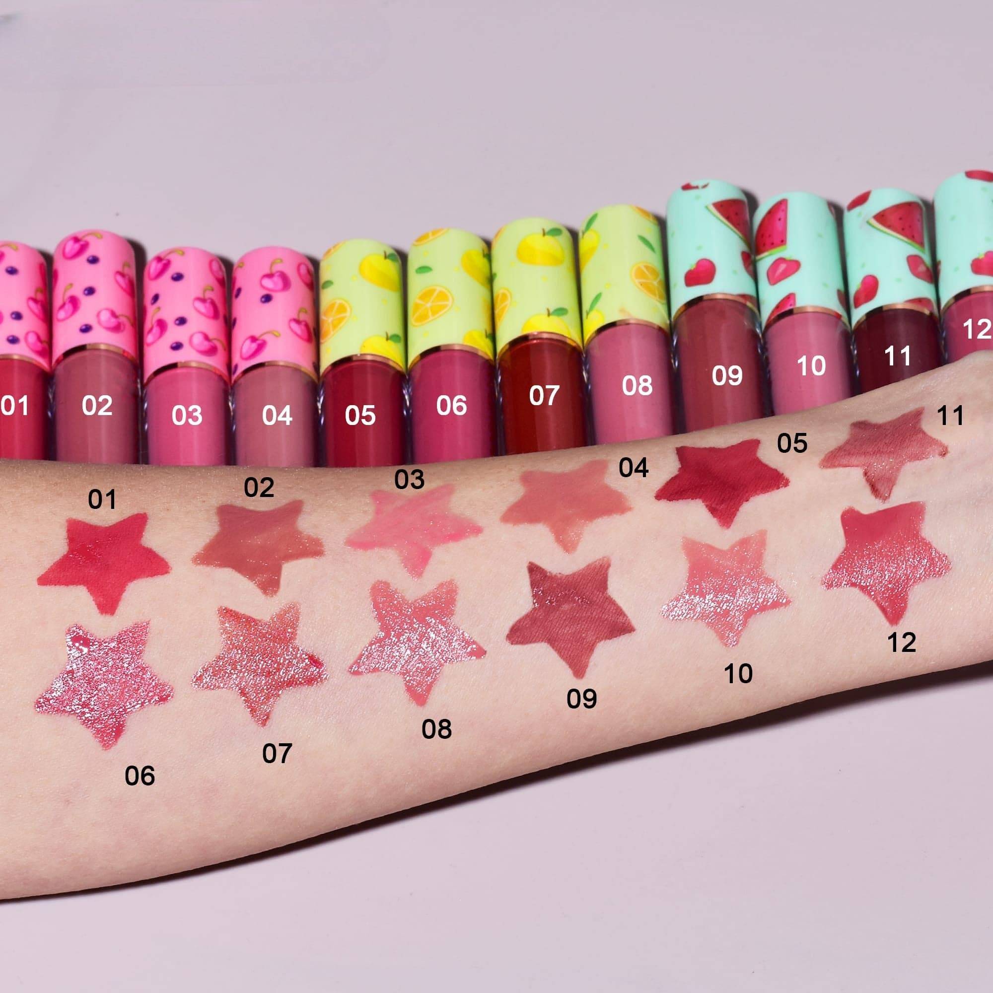 Set de Buze, 36 Lip Gloss-uri, Model Capac cu Fructe, 32.3 x 24.3