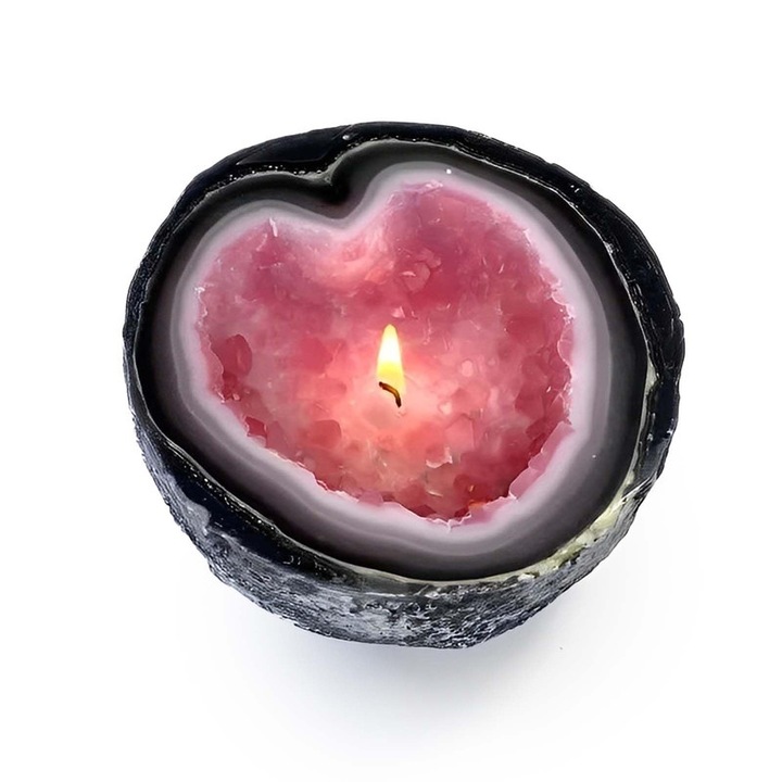 Bol de lumanare vintage din rasina, 6x6x4 cm, Rosu