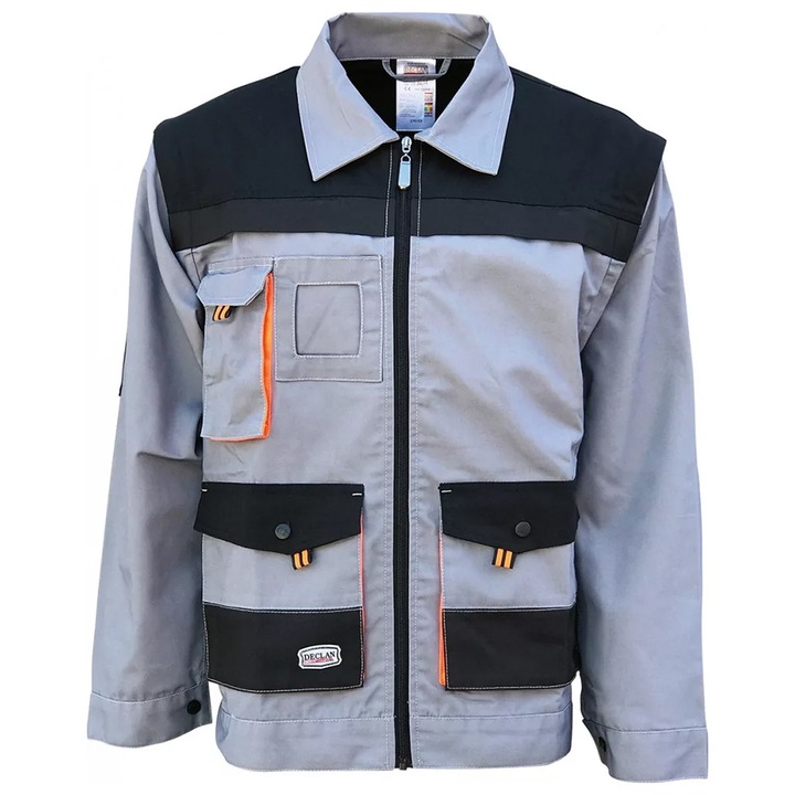Declan® Solution 46413 Geaca de lucru, Personalizabila la cerere, bumbac/panza 265 g/m², Gri deschis, marimea 64