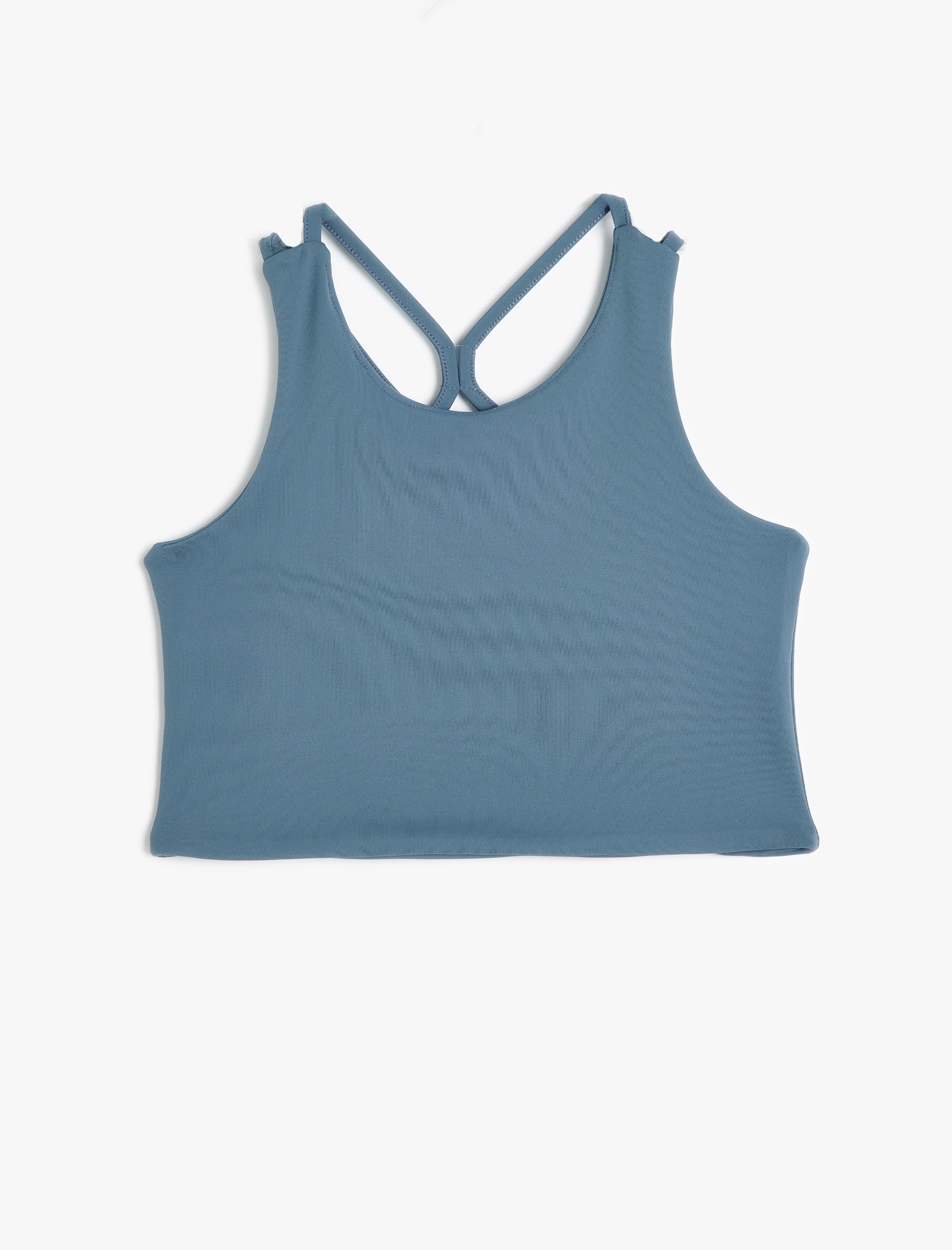 KOTON, Top crop cu bretele incrucisate pe spate, Albastru