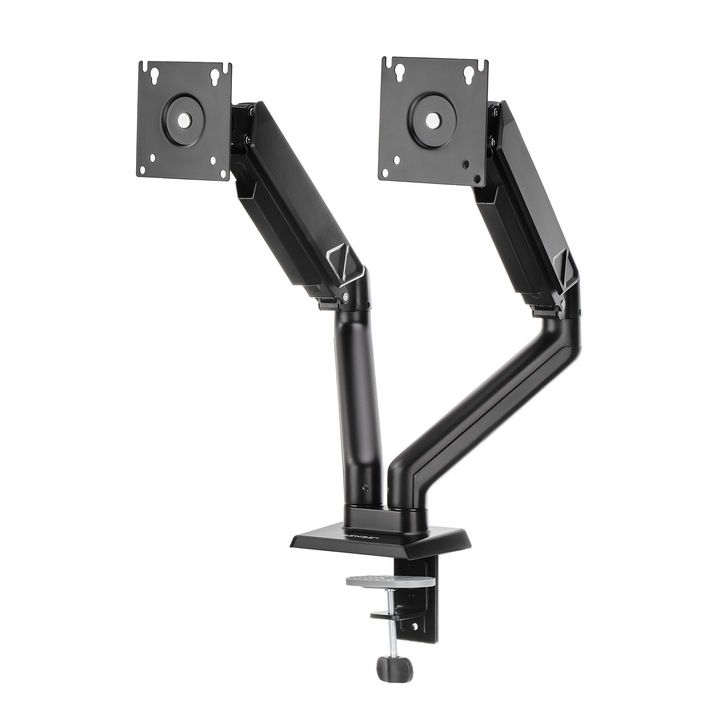 Asztali állvány Sense7 HANG DOUBLE monitorhoz, 17-32 hüvelykes, állítható, VESA szabvány, monitor súlya 2-9 kg, acél, kábelvezető, fekete