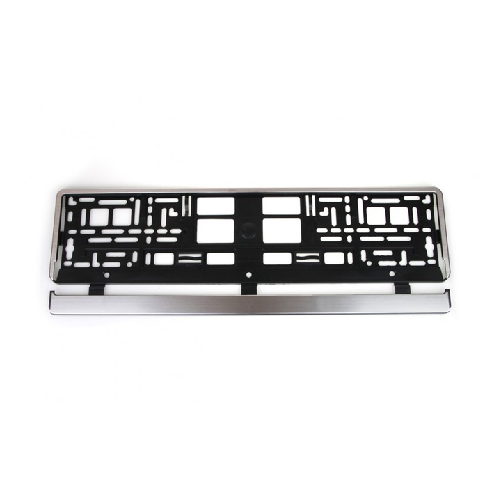 Suport placuta numar inmatriculare argintiu texturat, dimensiune universala