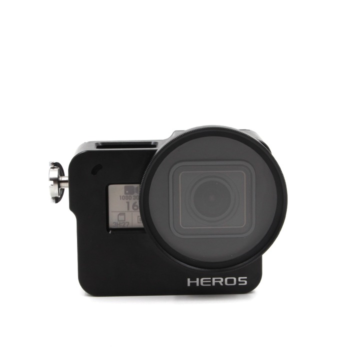 Carcasa / cadru aluminiu cu UV si capac compatibila GoPro Hero 5 Black GoPro Hero 6 Black GP354