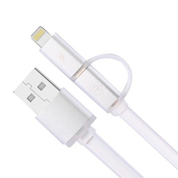 Cablu de date Remax 2 in 1 usb pentru Lightning iphone/ipad si micro usb 1m, argintiu Cablu de date Remax 2 in 1 usb pentru Lightning iphone/ipad si micro usb 1m, argintiu