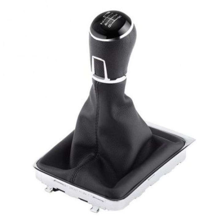 Nuca schimbator viteze + manson, 6 viteze, 12mm, compatibil Volkswagen Passat B7 2011-2016, Passat CC 2011-2016, negru - crom