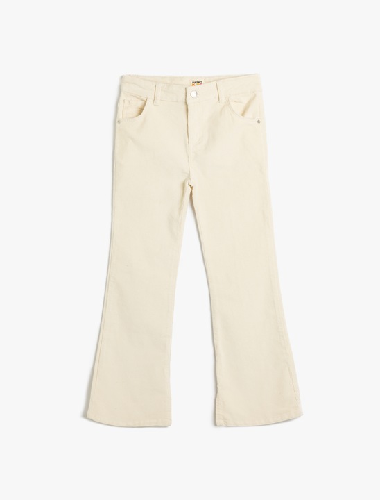 KOTON, Pantaloni evazati din reiat, Alb