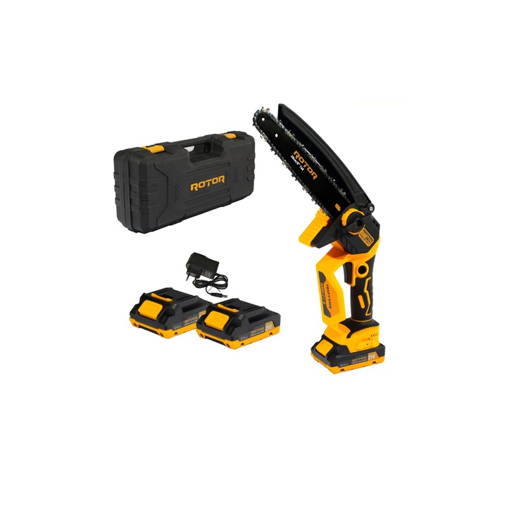 Fierastrau cu lant si acumulator ROTOR RMC21-8, 21V, Ungere lant, Accesorii incluse