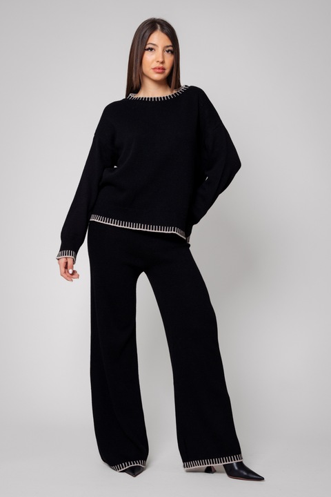 Set Talline din mix de lana si casmir Black 14616, Negru, One Size