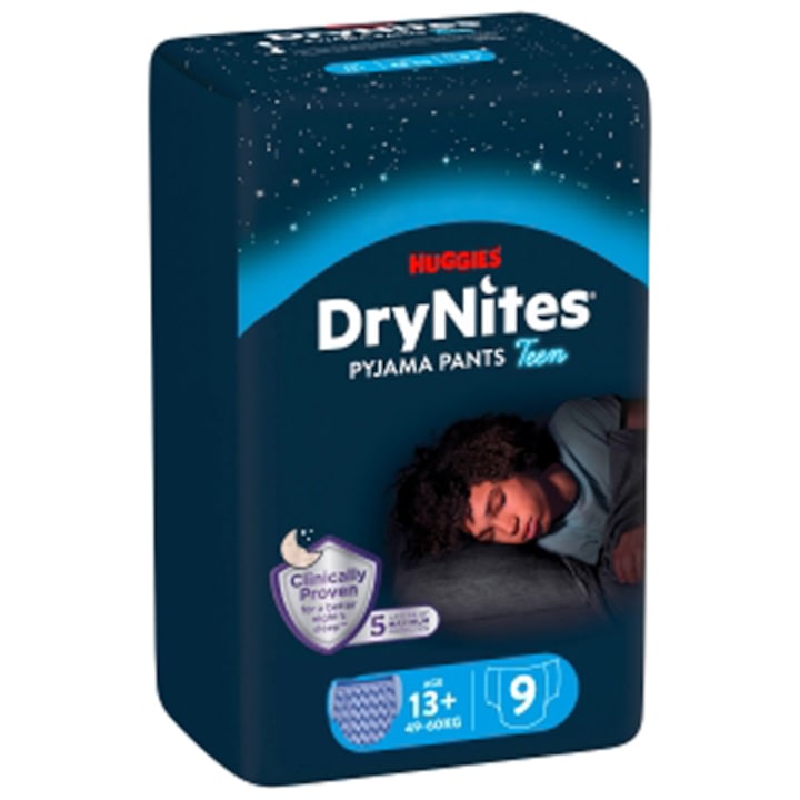 Huggies DryNites éjjeli pelenkák, 13+ év, Fiú, 9 db, 48-60kg