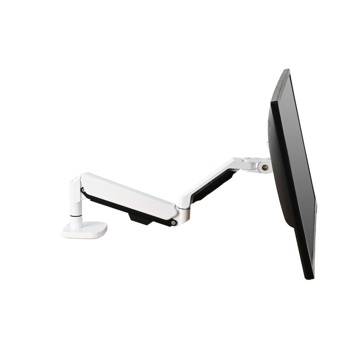 Suport de monitor, brat, compatibil VESA 75x75 si 100x100 mm, pentru monitoare 13-32 inch, suporta pana la 9 kg, rotire 180°, inclinare si pivotare 90°, montaj pe birou, ideal pentru birou, casa sau magazin, economisire spatiu, HDWR SolidHand BG01BW