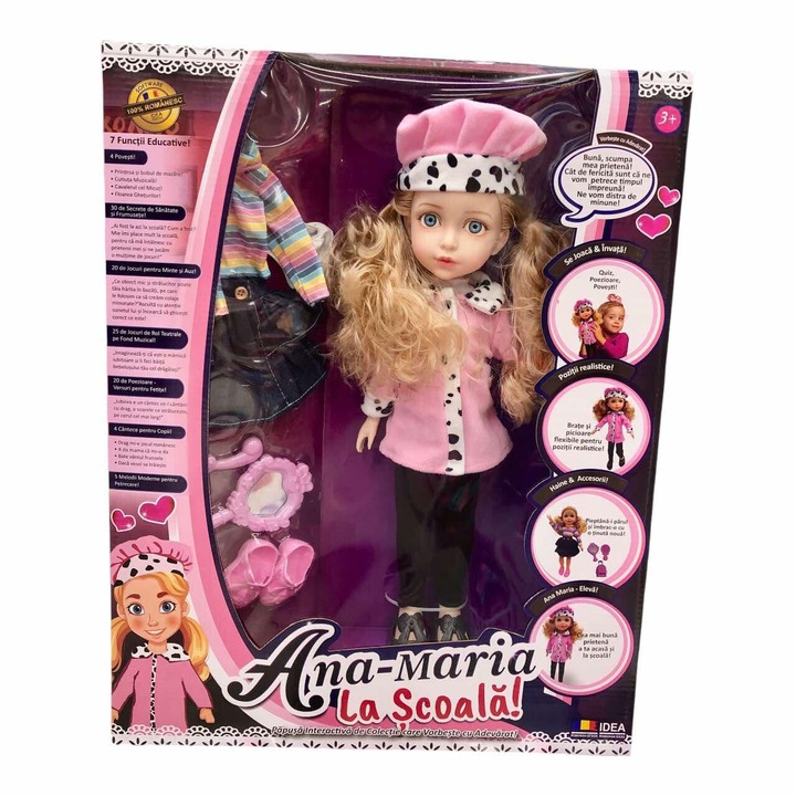 Papusa interactiva Ana Maria Scolarita, haine si accesorii incluse, +3 ani