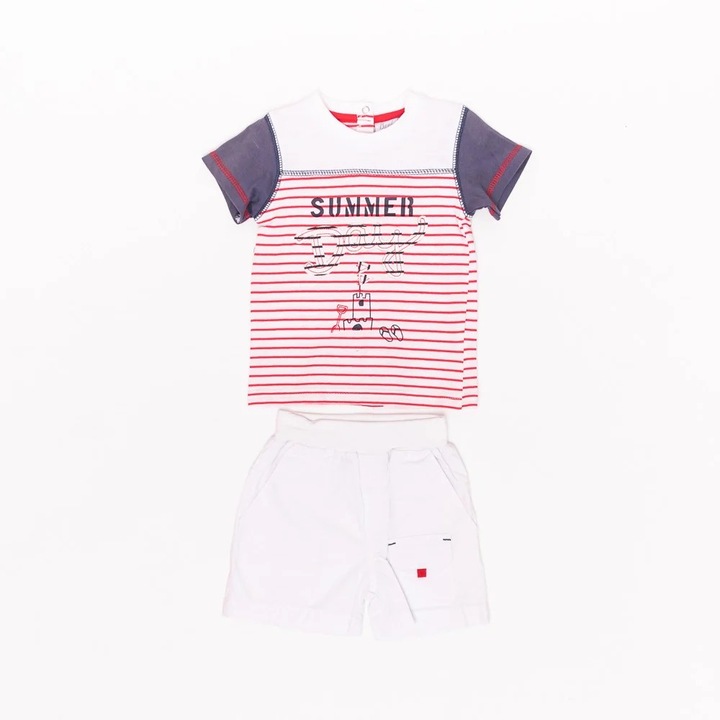 Compleu bebelusi, Bimbalina, Summer Days, 2 piese, 57015, Alb, Alb