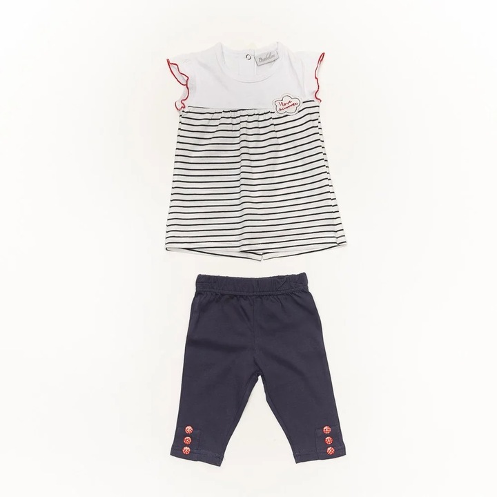 Compleu bebelusi, Bimbalina, cu bluza fara maneci, 52015, Bleumarin, Bleumarin