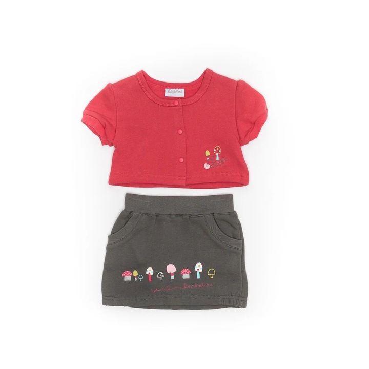 Compleu fustita si bolero, Bambilina, Mushrooms, 22625C, Gri, 74 cm