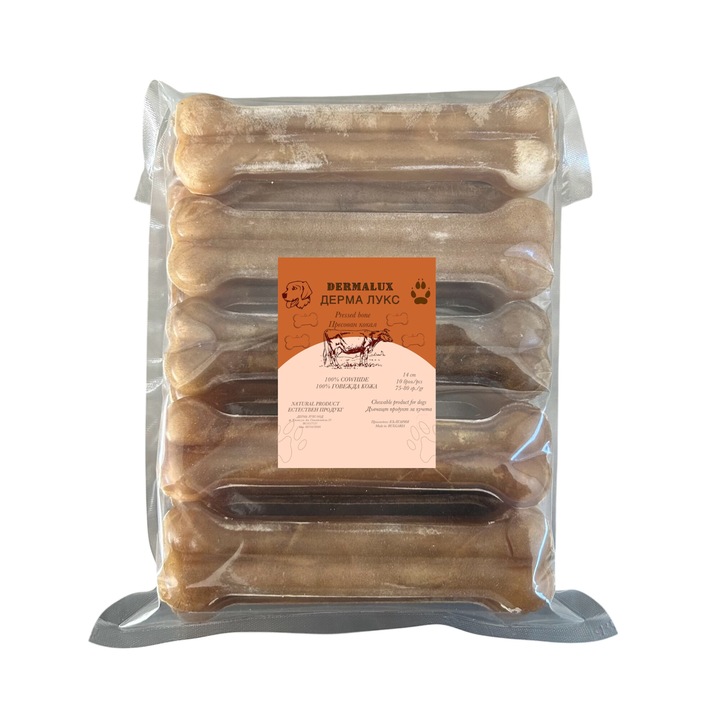 DERMALUX Jutalom kutyáknak marhabőr csont 14 cm, 10 db
