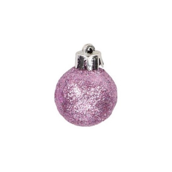 Globuri de Craciun, Luka, set 16 buc, 3cm, mix roz si violet