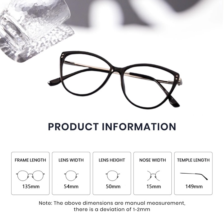 Ochelari de vedere, stil ochi de pisica, Ochelari Protectie Calculator, Ecran Telefon, Televizor, Gaming, Axroad Mall, Filtru blue light UV400, Antireflex, Fara Dioptrii, Toc Pliabil, 5.6x14.5 cm, Negru