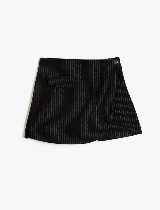 KOTON, Fusta-pantalon cu model in dungi, Negru