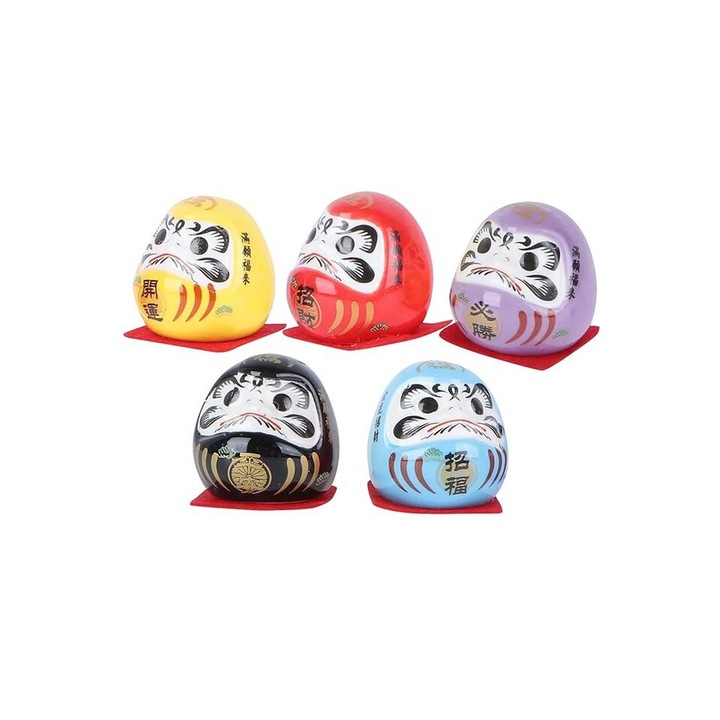 Set 5 minifigurine din ceramica Daruma, multicolor, 4,7X3.5X4.5 cm, NOELAMOUR