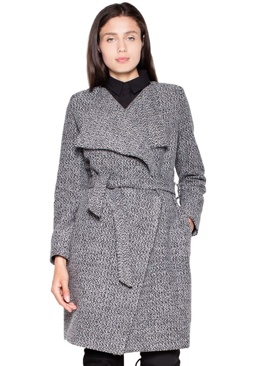 Palton elegant dama, Gri Melange, Marime S