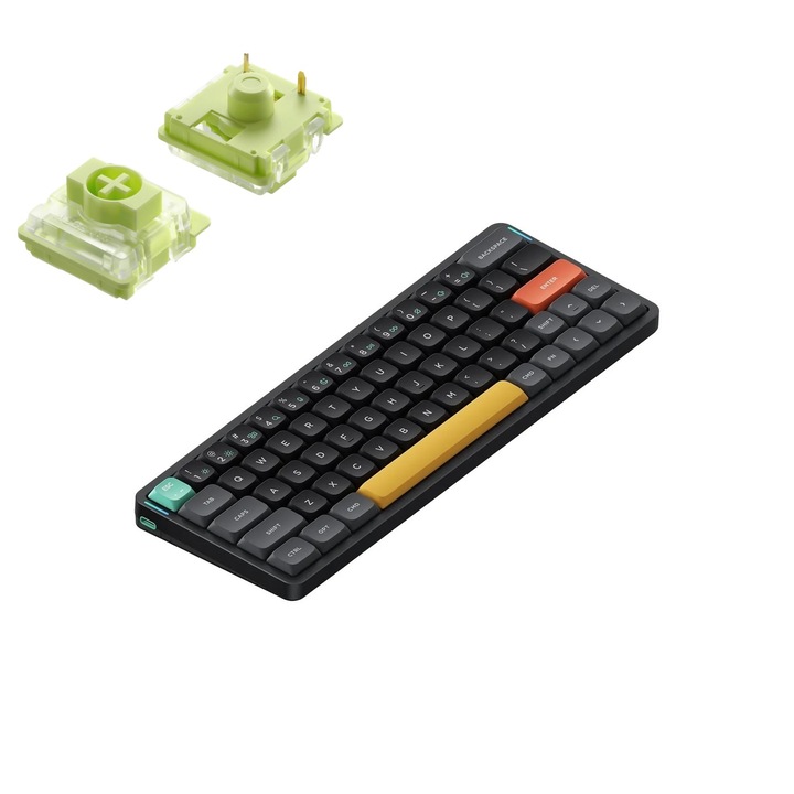 Безжична клавиатура Nuphy Air60 V2 QMK/VIA, Bluetooth, RGB, Hot-Swap, Basalt Black, Aloe Switches