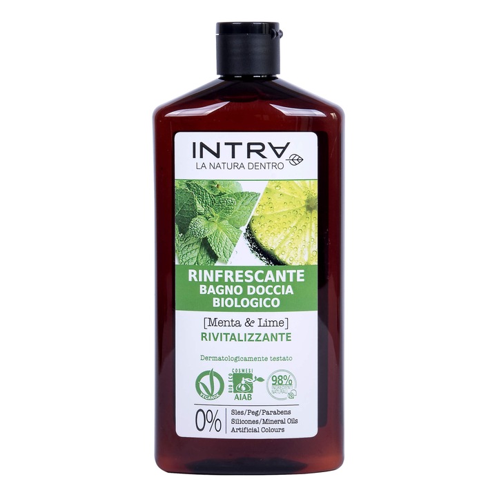 Gel de dus bio menta si lime, INTRA, 400 ml