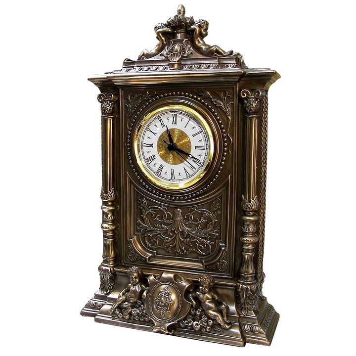 Ceas de camin cu cupidon in stil baroc Veronese 32 cm 3kg