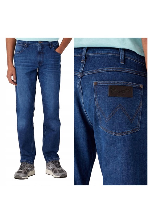Blugi barbati, Wrangler, 44569-149, We Care Bumbac, Lungi, Barbati, Regular fit, W48-L34 US, Albastru