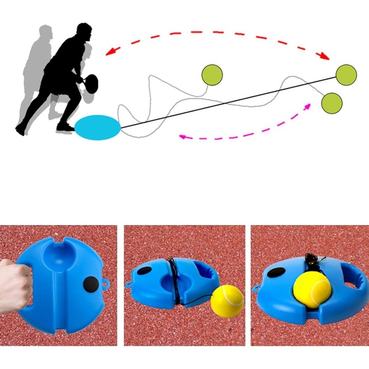 Set badminton pentru copii, 2 palete, fluturas, 2 mingi, minge cu elastic, albastru-portocaliu, 41x23 cm