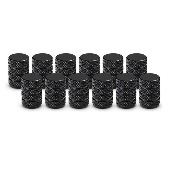 Capace pentru valva de anvelope, Yakumuz, set 12 bucati, aluminiu, negru, universal