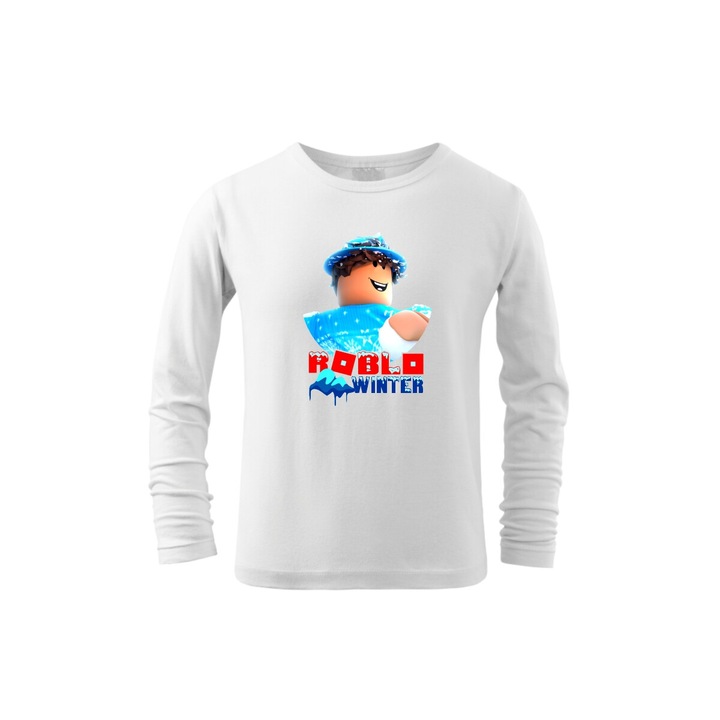 Bluza cu maneca lunga pentru copii, Roblox Winter, Alb