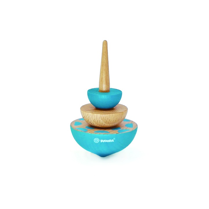 Дървена играчка въртележка, син Geom, Svoora, 9 см, +6 години
