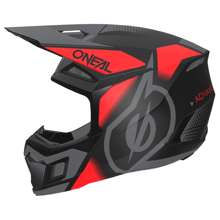 Casca motocross O'NEAL 3SERIES VISION V.24, Negru/Rosu/Gri, L